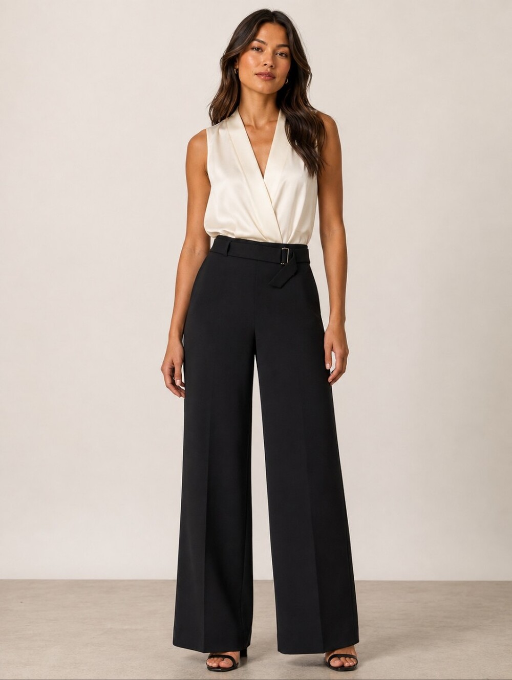❤️ FEMME DE CARRIERE HIGH RISE WIDE LEG BELTED PANTS / TROUSERS, 0 (25)